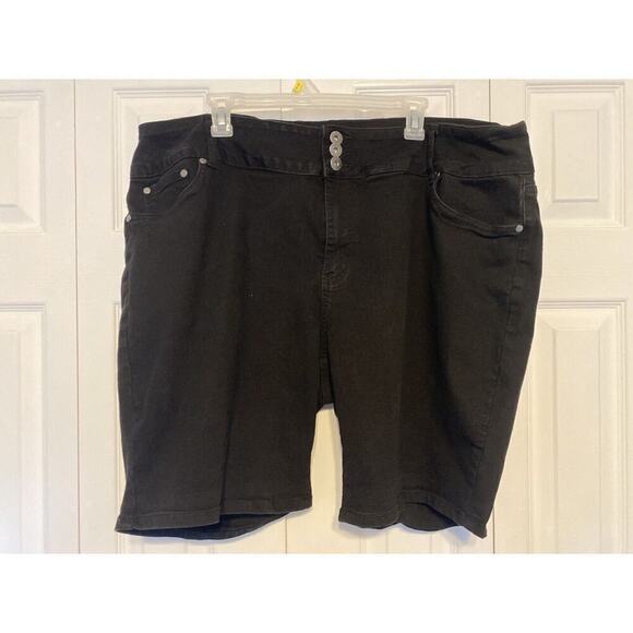 BloomChic Pants - Bloomchic Jean Shorts Very Stretchy High Rise Black Denim Plus Size 24